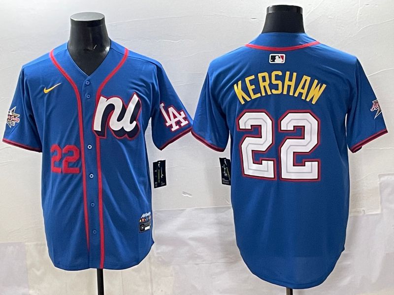 Men 2025 Los Angeles Dodgers #22 Kershaw Blue All star Nike MLB Jersey style 03
